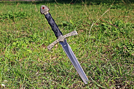 black and grey sword in green grass thumbnail