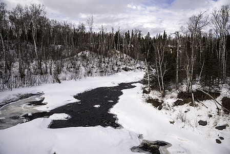 Snowy landscape of the Temperance River in Temperance River State Park, Minnesota thumbnail