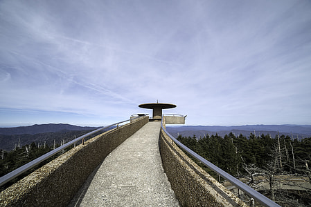 Path to the top of the tower under the sky at Clingman's Dome, Tennessee thumbnail