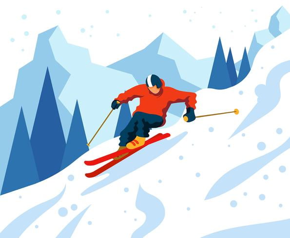 Skier Illustration eps, svg file