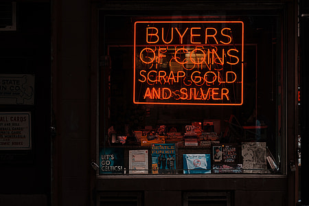 orange Buyers Of Coins Scrap Gold an Silver neon signage thumbnail