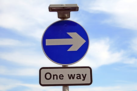 blue and white one way signage thumbnail