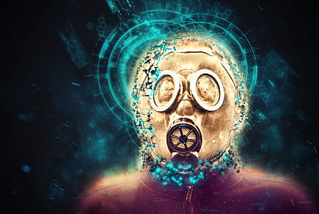 person wearing gas mask graphic wallpaper thumbnail