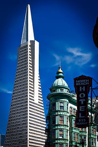 North Beach Hotel 935 Kearny Signage over the High Rise Tower Under Blue Sky thumbnail