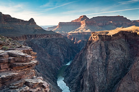 bird's eye view photography of canyons thumbnail
