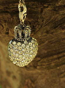 gold-colored and clear gemstone pendant necklace thumbnail