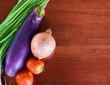 five vegetables on brown table thumbnail