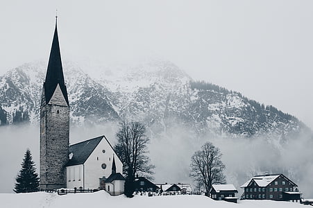 church and houses during winter thumbnail