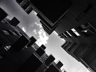 black-and-white, building, architecture, balconies thumbnail