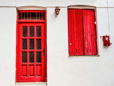 closed red wooden door thumbnail