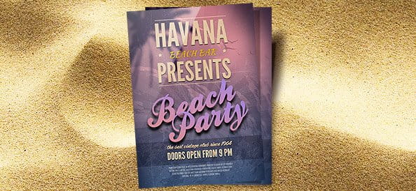 Beach Party PSD Flyer Template psd file