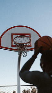 man about to shoot the basketball on rim photo thumbnail