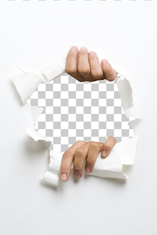 Paper Fundal, Tear effect, two hands on white paper with hole PNG clipart