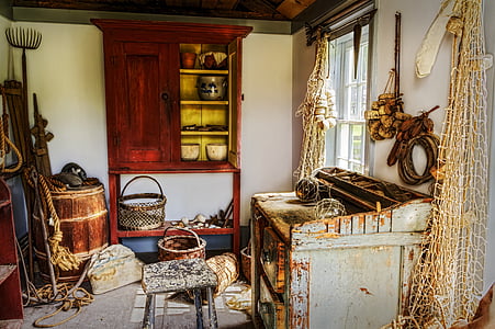 brown wooden barrel near gray wicke rbasket inside room thumbnail