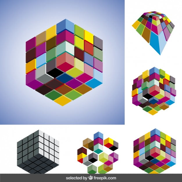 Colection of 3d cubes eps file