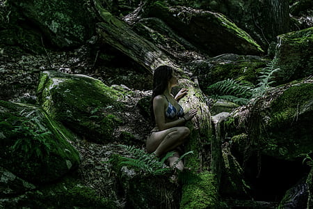 woman seating on woods thumbnail