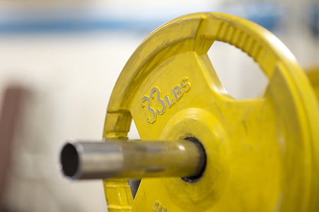 33 LBS yellow round dumbbell thumbnail