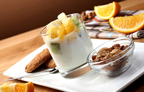 clear cup filled fruit shake on white tray thumbnail