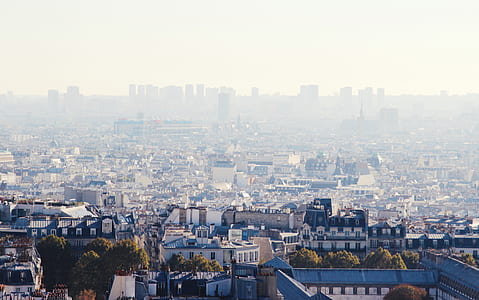 aerial view of village under white sky thumbnail