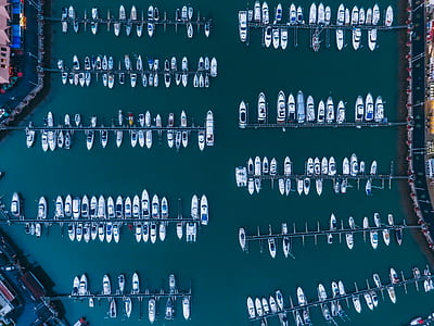 aerial view of boat park beside the dock thumbnail