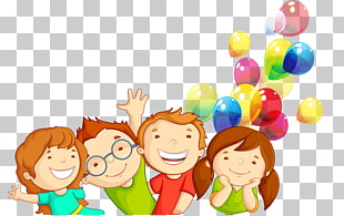 Children's rights movement Childhood, Cartoon kids, two boy and girl illustration with balloons PNG clipart