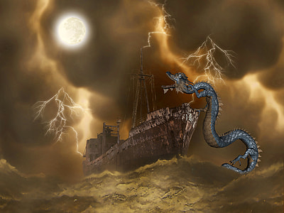 Monster Sea Serpent attack boat in the Ocean thumbnail