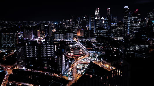 aerial photography of city at night thumbnail