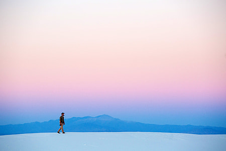Person walking on the white sands landscape, New Mexico, Landscape thumbnail