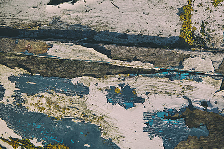 Wide angle shot of worn and cracked paint on a wooden background, image captured with a Canon DSLR thumbnail