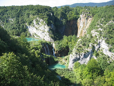 bird's eye-view photography of waterfalls thumbnail