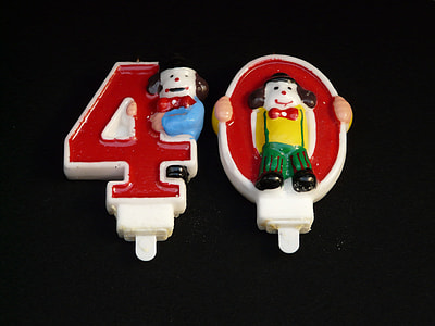40 cake candle on black background thumbnail