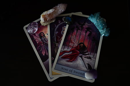 three tarot cards with gemstones thumbnail