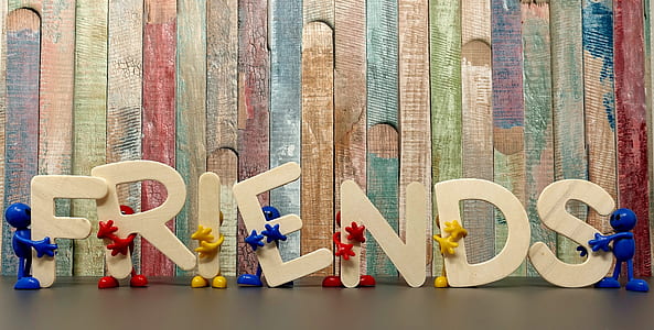 brown wooden Friends free-standing text thumbnail