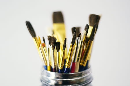 shallow focus photo of paint brushes thumbnail