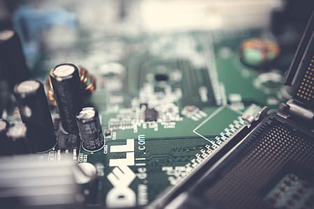 Closed Up Photo of Green Dell Circuit Board thumbnail