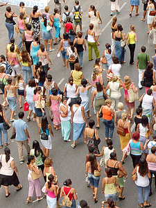 aerial photography of people walking on street thumbnail