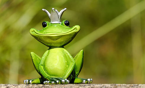 green king frog figurine in close up photo thumbnail