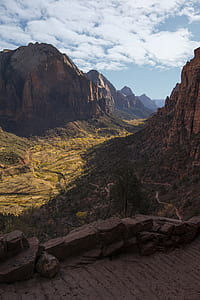 aerial view photography of mountain trail thumbnail