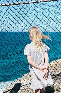 fence, wire, woman, female thumbnail