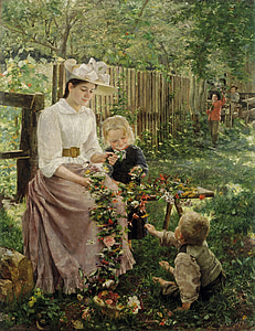 woman near girl and boy painting thumbnail