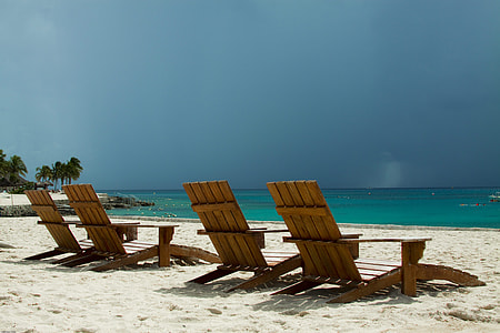 brown wooden beach chairs thumbnail