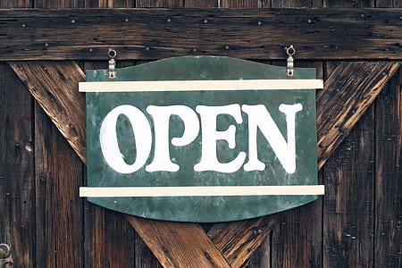 hanged green and white Open sign thumbnail