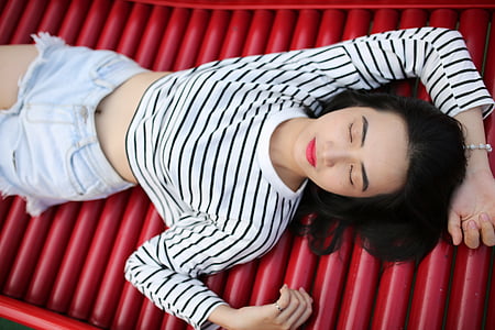 women's white and black striped crop top thumbnail