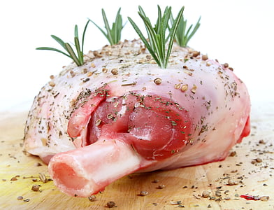 macro photography of raw meat with green grass thumbnail