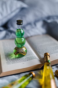 Group of colorful little bottles with liqueurs thumbnail