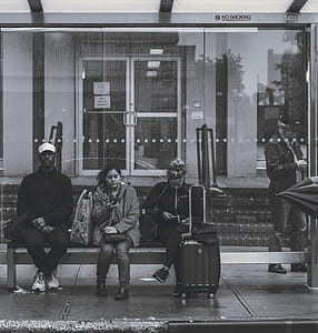 People Sitting on Bench at a Bus Stop thumbnail