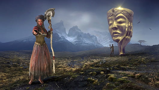 sorceress holding wand illustration thumbnail