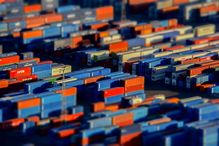 tilt-shift photography of container vans thumbnail
