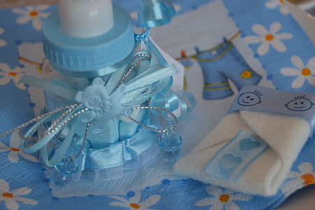 blue and white feeding bottle party favor thumbnail