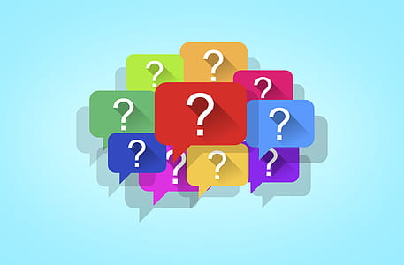 Interrogation Marks Inside Speech Bubbles - Blue Background thumbnail